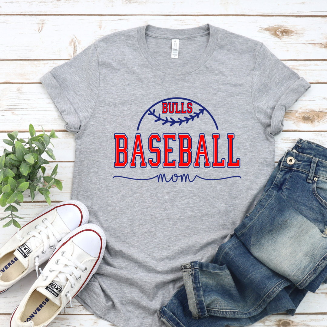 Bulls Baseball (DTF- Direct to Film Bella Canvas Tees and Gildan Sweatshirts)