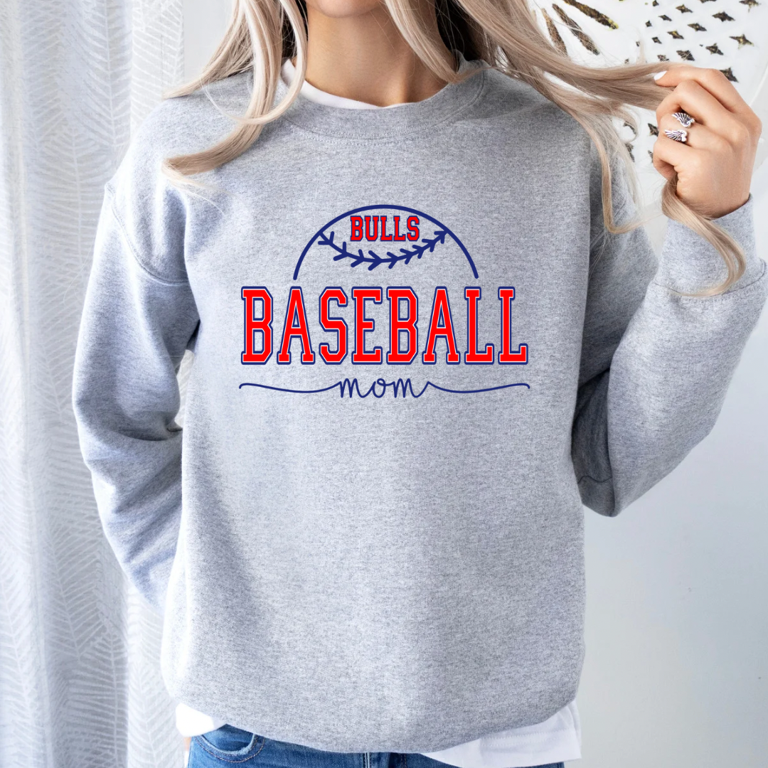 Bulls Baseball (DTF- Direct to Film Bella Canvas Tees and Gildan Sweatshirts)