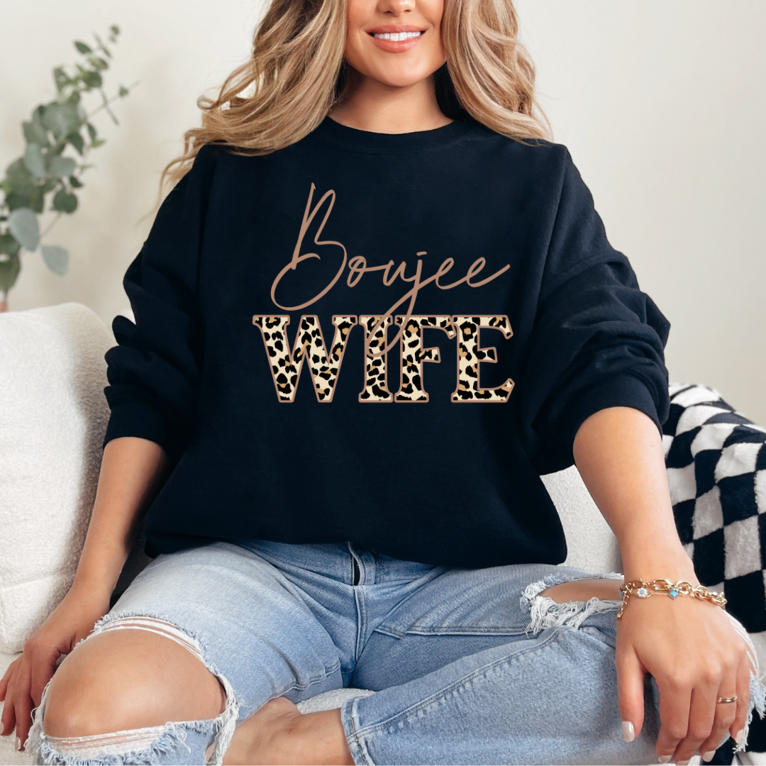 Boujee Wife (DTF - Direct ot Film - Black Gildan Sweatshirt)