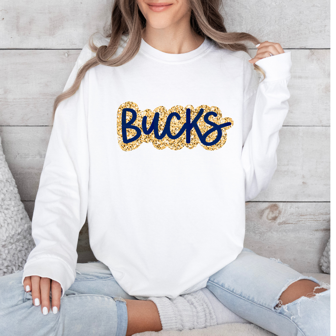 BUCKS Faux Sequins Bubble Letters (DTF - Direct to Film Tshirt or Sweatshirt)