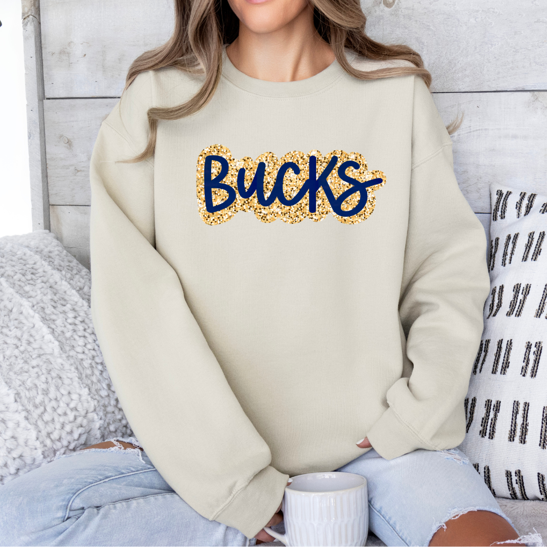 BUCKS Faux Sequins Bubble Letters (DTF - Direct to Film Tshirt or Sweatshirt)