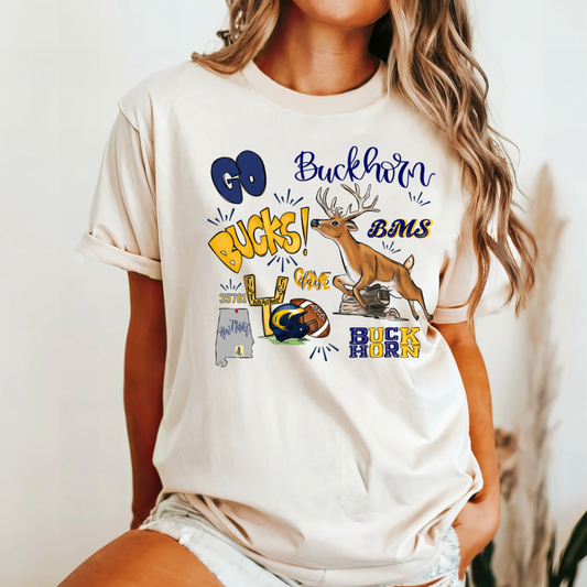 Buckhorn Middle School Themed Football Tee (DTF - Direct to Film Tshirt or Sweatshirt)