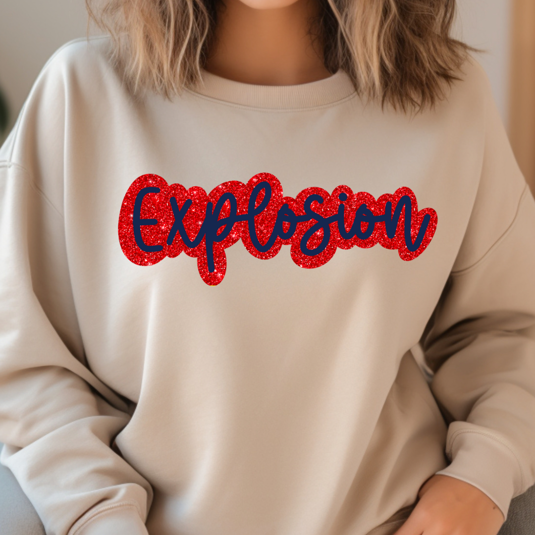 TEAM Spirit Mascot Name Faux Glitter (DTF - Direct to Film - Sweatshirts)