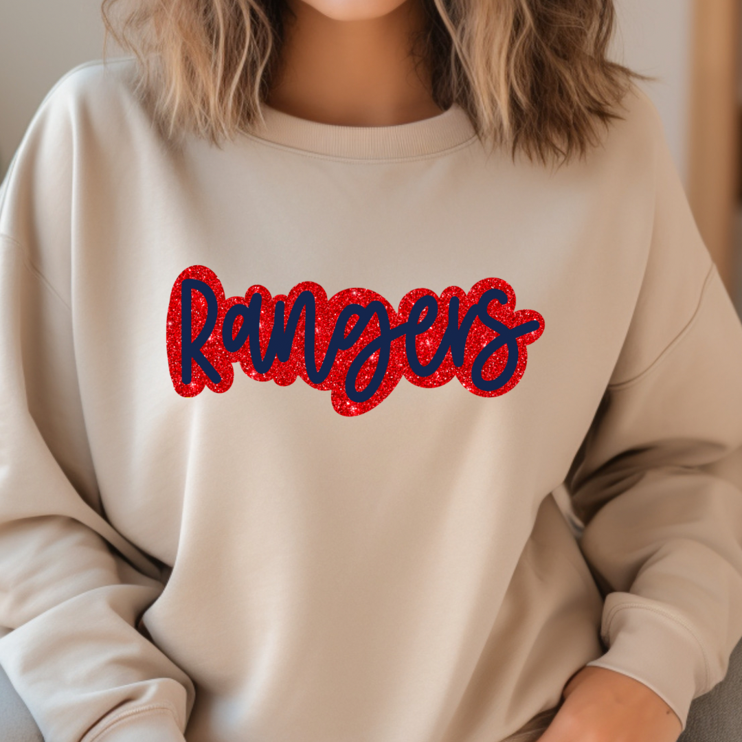 TEAM Spirit Mascot Name Faux Glitter (DTF - Direct to Film - Sweatshirts)