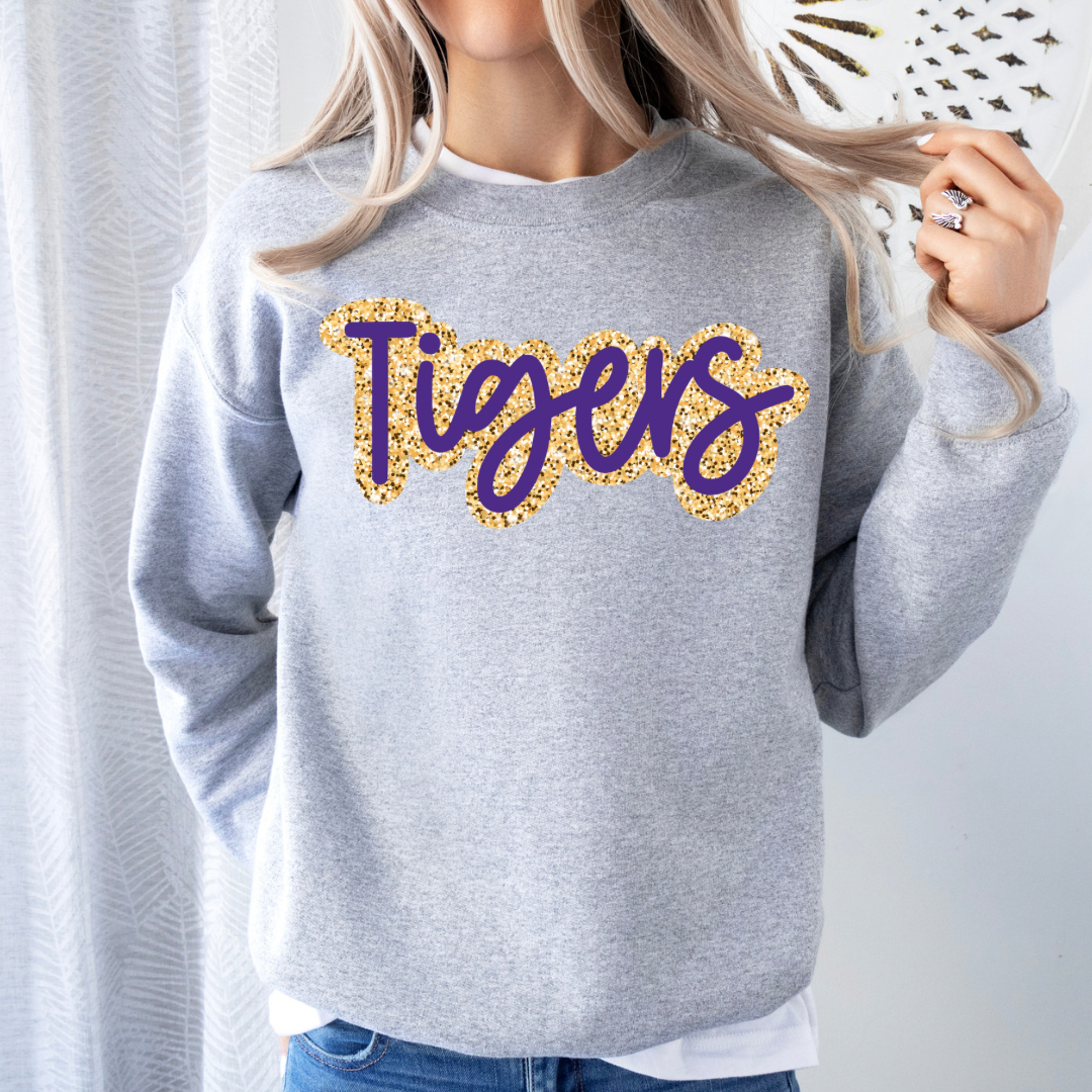 TEAM Spirit Mascot Name Faux Glitter (DTF - Direct to Film - Sweatshirts)