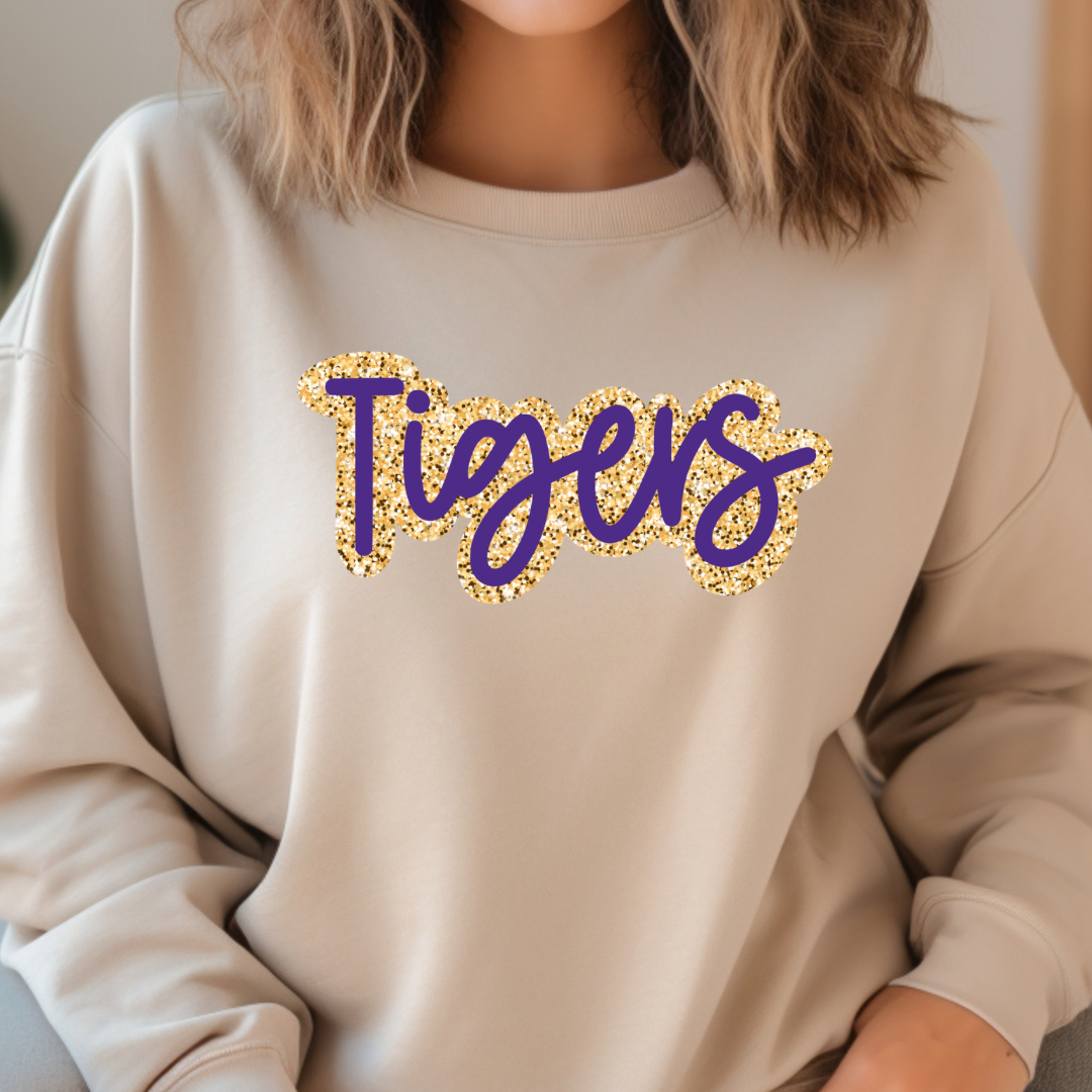 TEAM Spirit Mascot Name Faux Glitter (DTF - Direct to Film - Sweatshirts)
