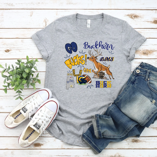 Buckhorn Middle School Themed Football Tee (DTF - Direct to Film Tshirt or Sweatshirt)