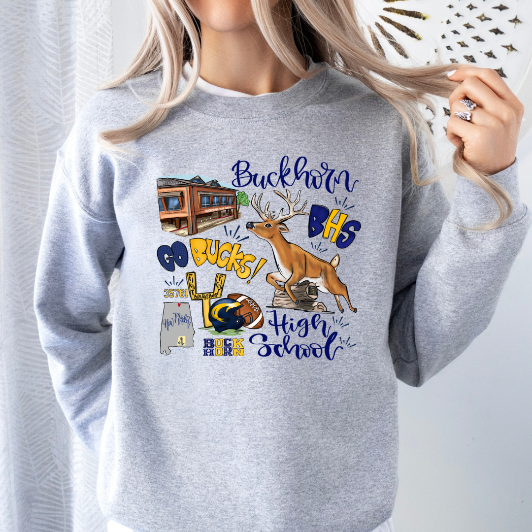 Buckhorn High School Themed Football Tee (DTF - Direct to Film Tshirt or Sweatshirt)