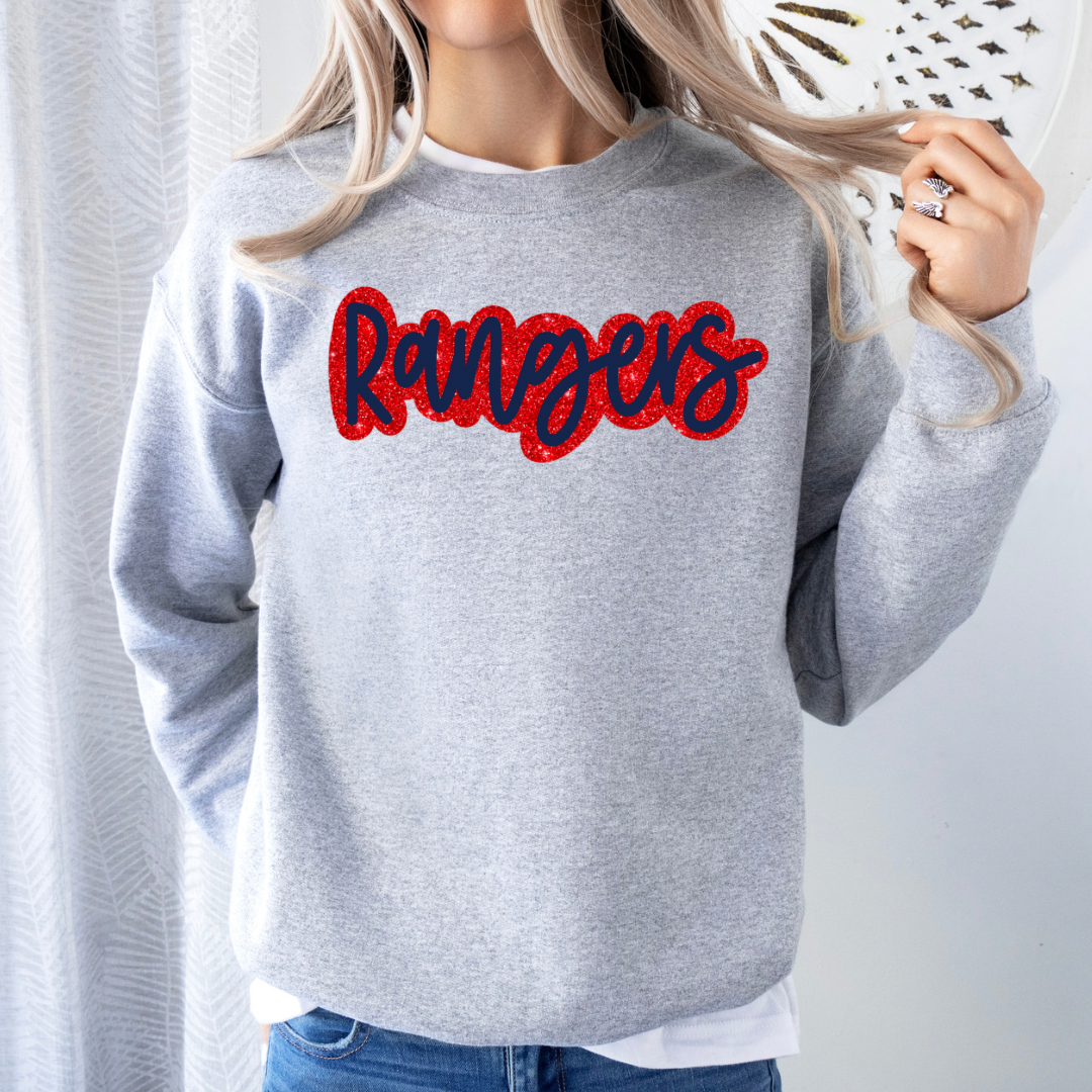 TEAM Spirit Mascot Name Faux Glitter (DTF - Direct to Film - Sweatshirts)