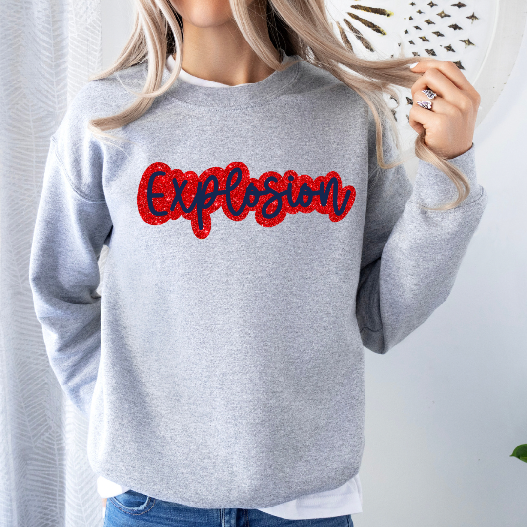 TEAM Spirit Mascot Name Faux Glitter (DTF - Direct to Film - Sweatshirts)