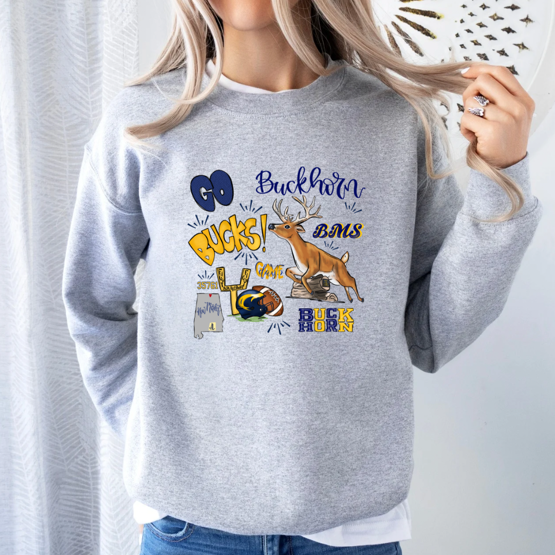 Buckhorn Middle School Themed Football Tee (DTF - Direct to Film Tshirt or Sweatshirt)