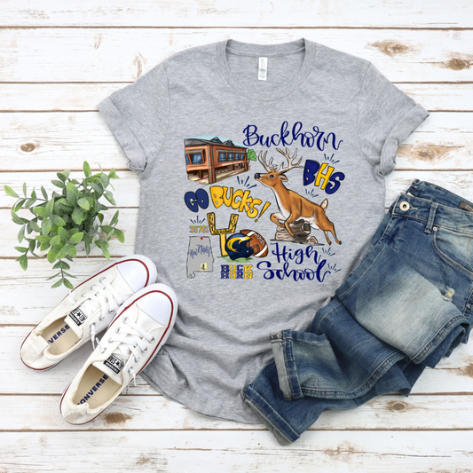 Buckhorn High School Themed Football Tee (DTF - Direct to Film Tshirt or Sweatshirt)