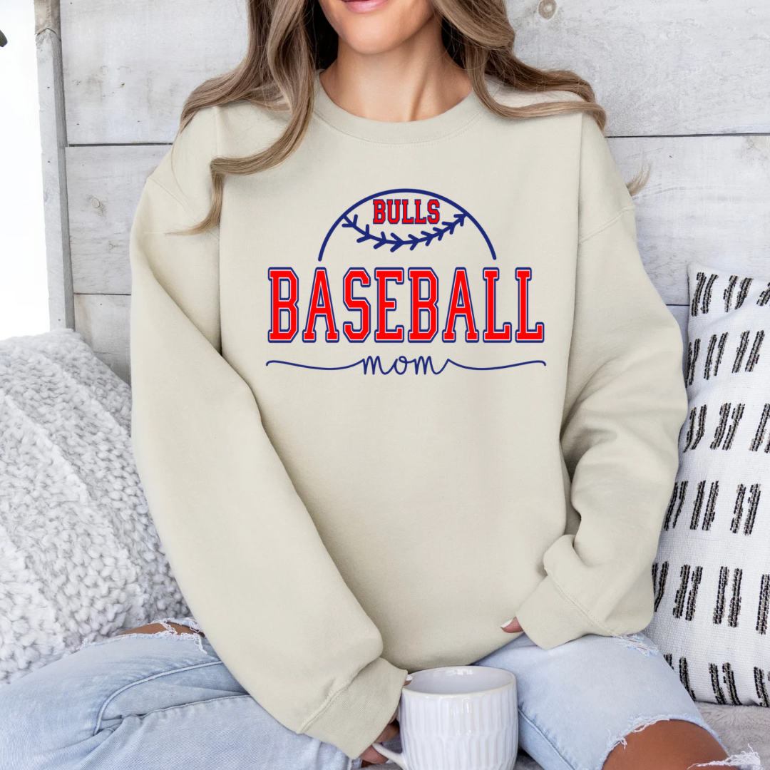 Bulls Baseball  (DTF- Direct to Film Bella Canvas Tees and Gildan Sweatshirts)
