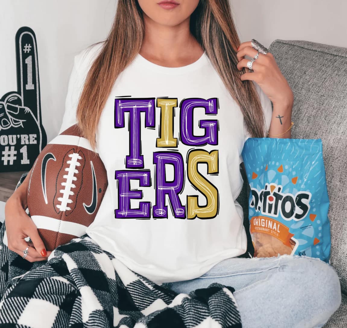 Tigers Team Spirit Design (DTF - Direct to Film - Sweatshirt - White or Ash Gray)