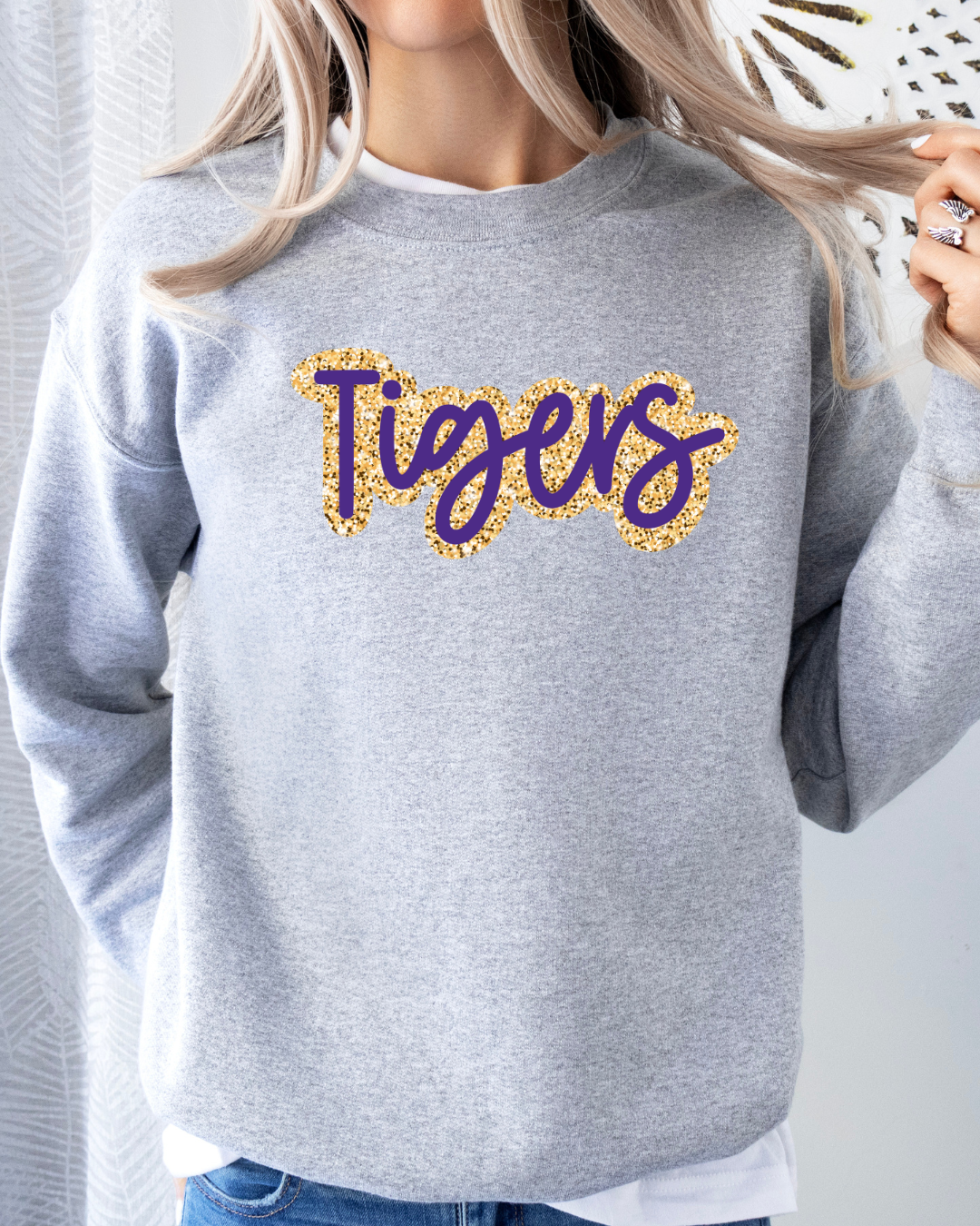 Tigers Faux Glitter (DTF Direct to Film Sweatshirt)