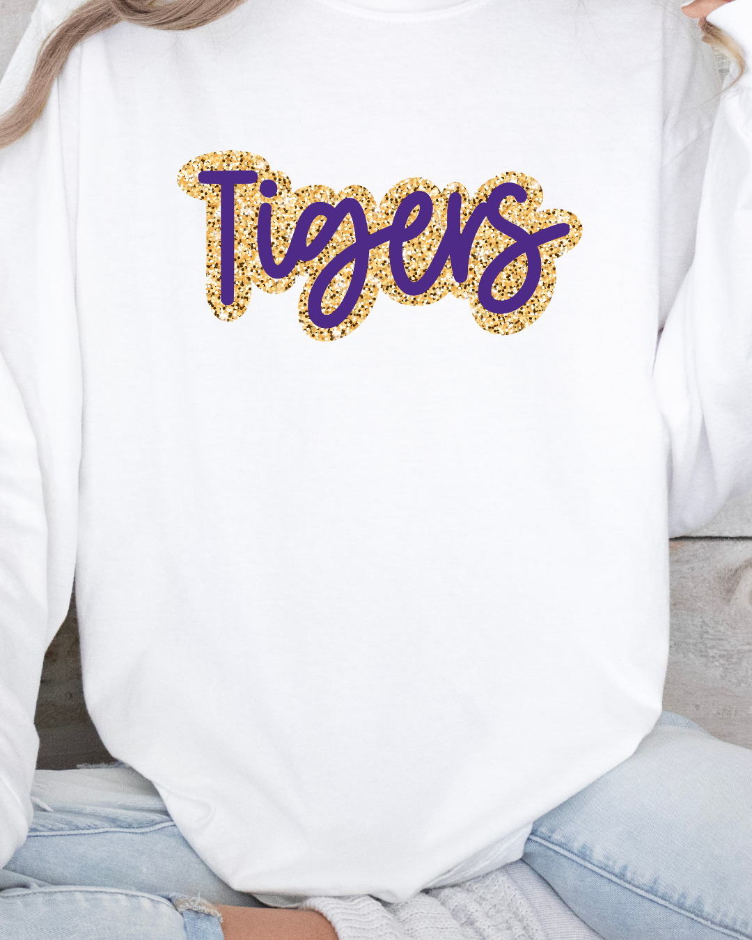 Tigers Faux Glitter (DTF Direct to Film Sweatshirt)