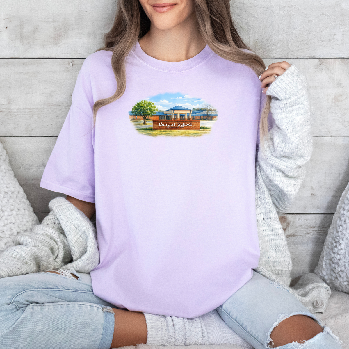 Central WATERCOLOR NEW School Design  (DTF - Direct to Film Tshirt or Sweatshirt)