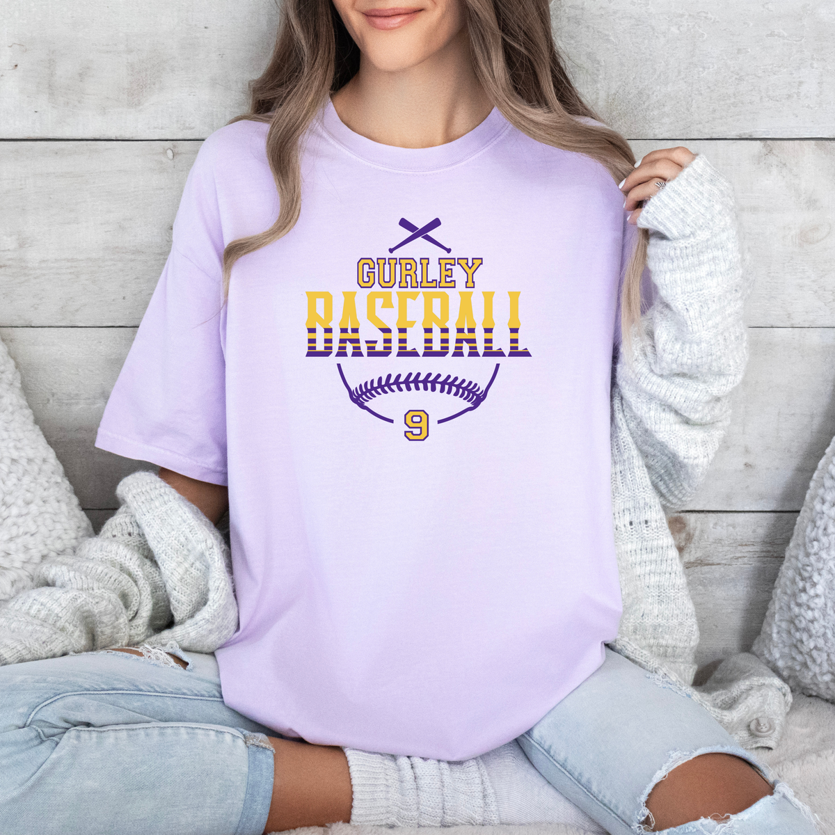 Gurley Baseball with # Customization (DTF - Direct to Film Tshirt or Sweatshirt)