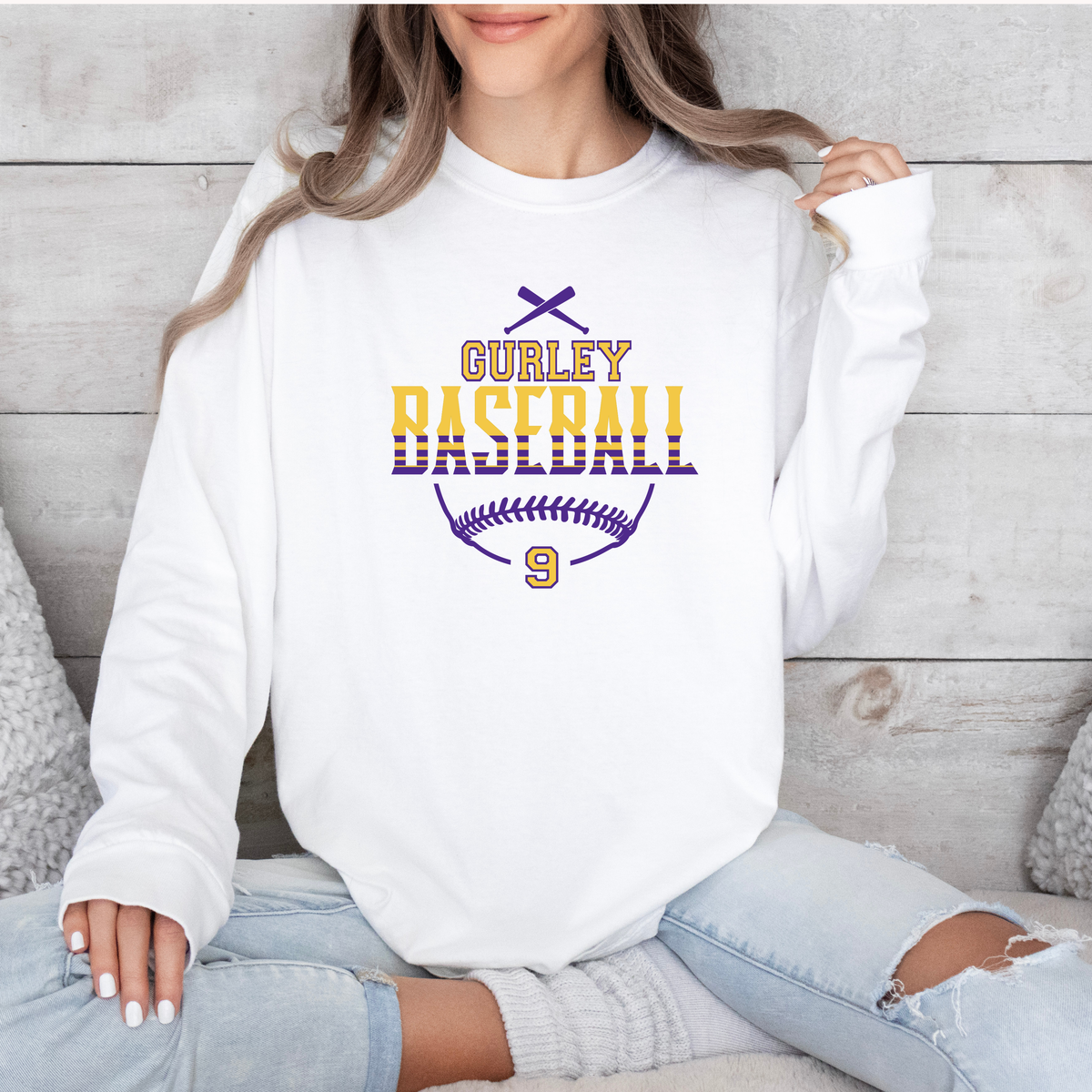 Gurley Baseball with # Customization (DTF - Direct to Film Tshirt or Sweatshirt)