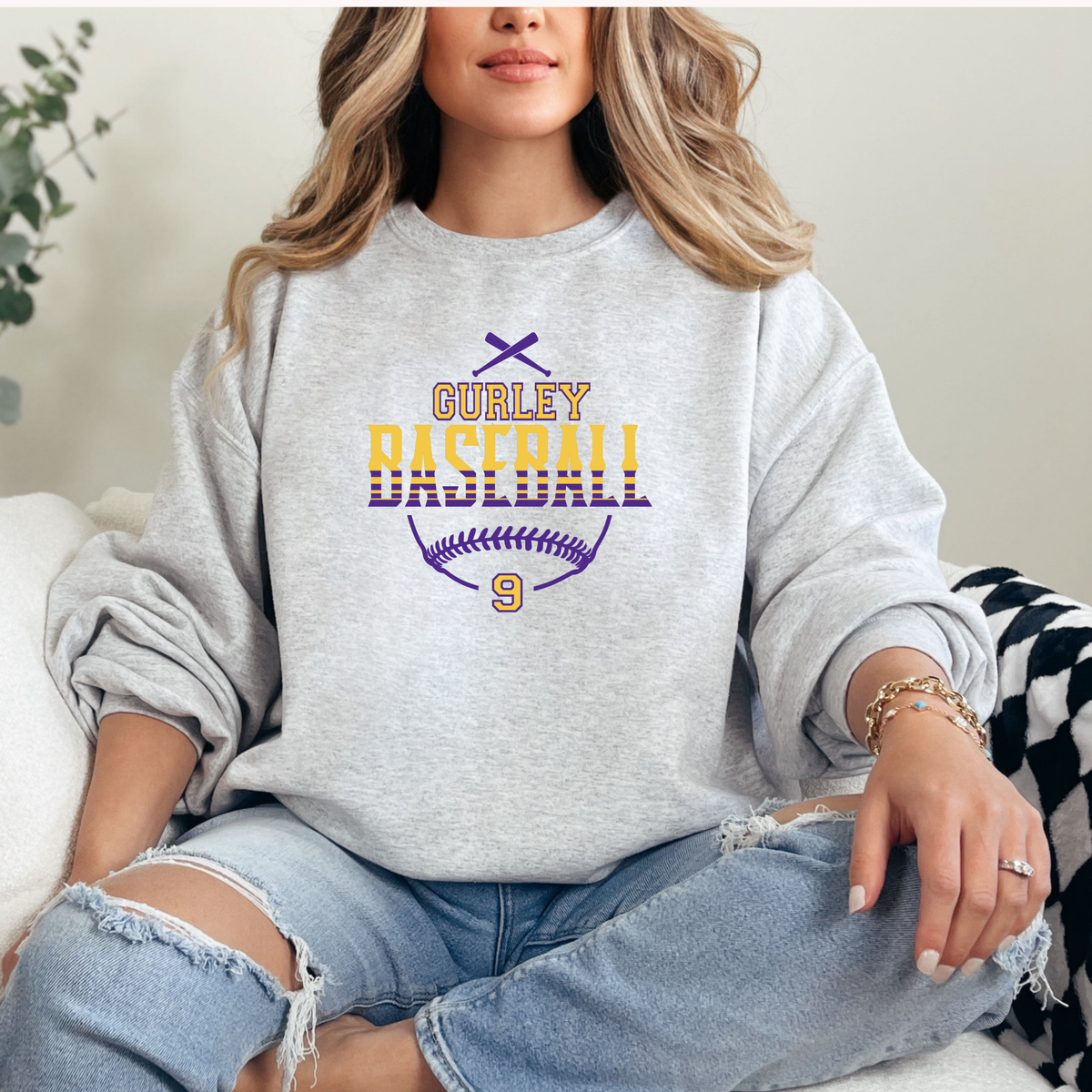 Gurley Baseball with # Customization (DTF - Direct to Film Tshirt or Sweatshirt)