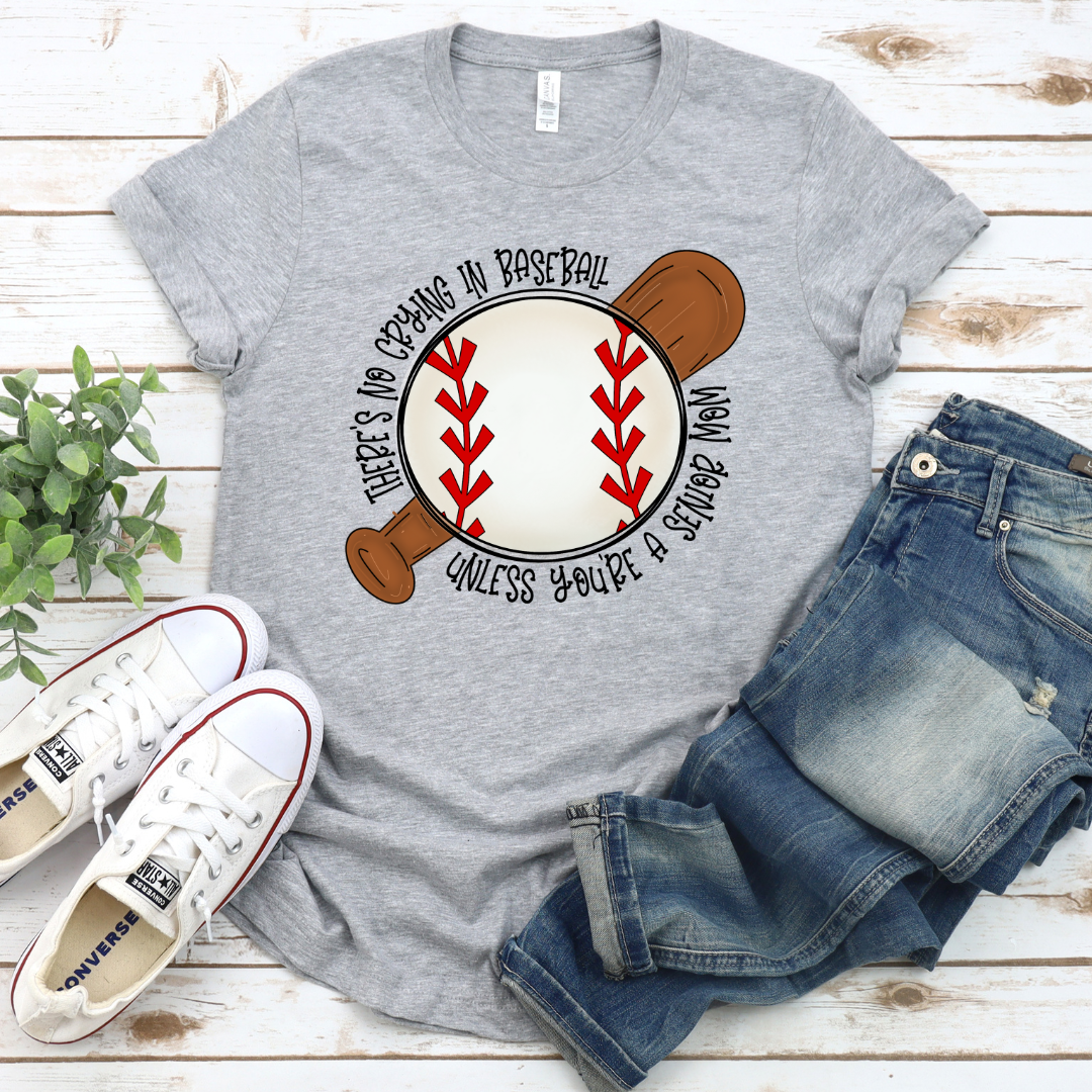 Custom Baseball MOMS - NO CRYING (DTF - Direct to Film Tshirt or Sweatshirt)