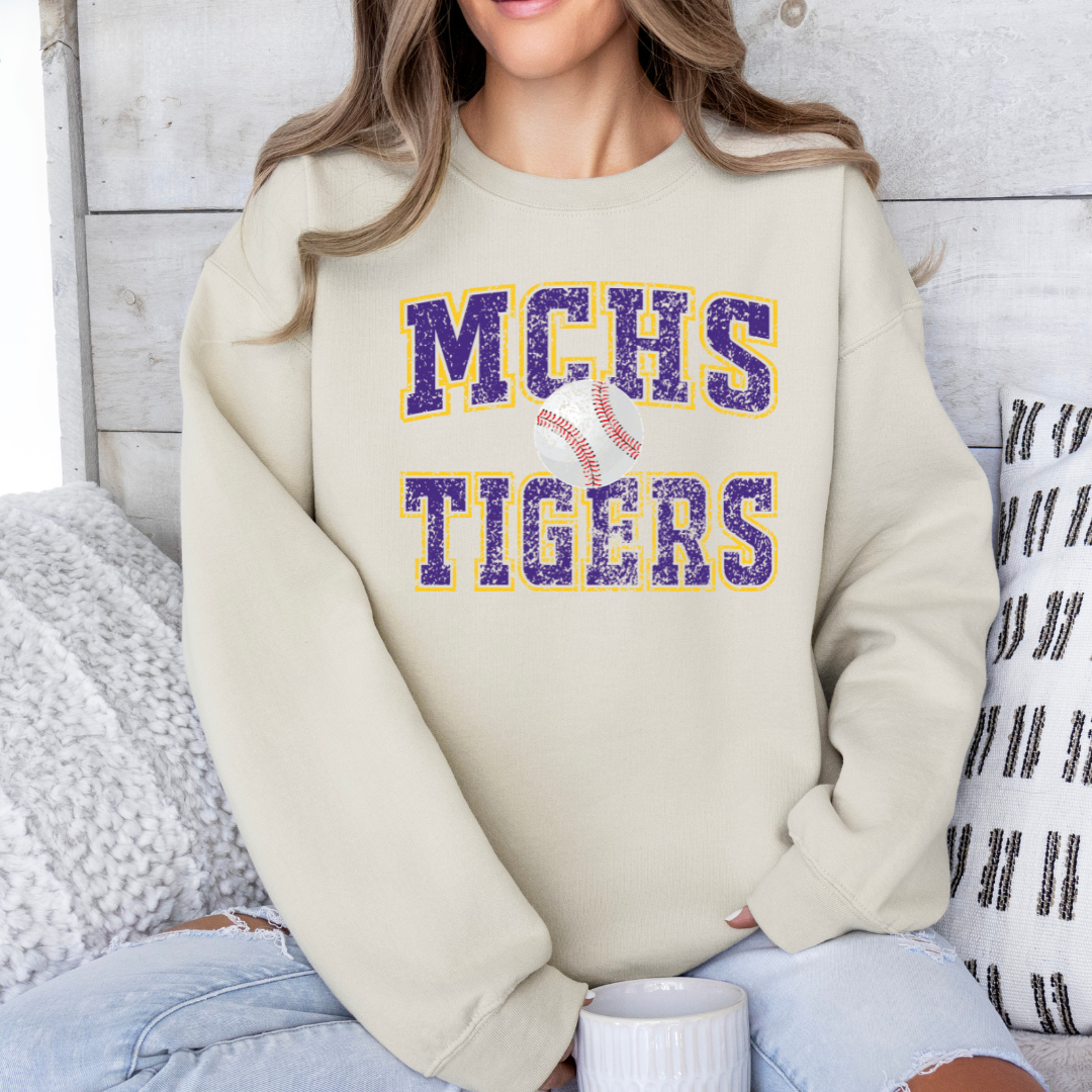 MCHS Tigers Baseball Old School (DTF - Direct to Film - Gildan Sweatshirt) (Copy)