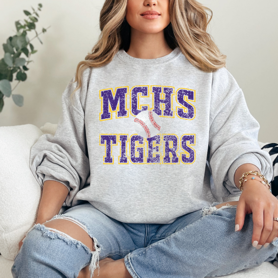 MCHS Tigers Baseball Old School (DTF - Direct to Film - Gildan Sweatshirt) (Copy)