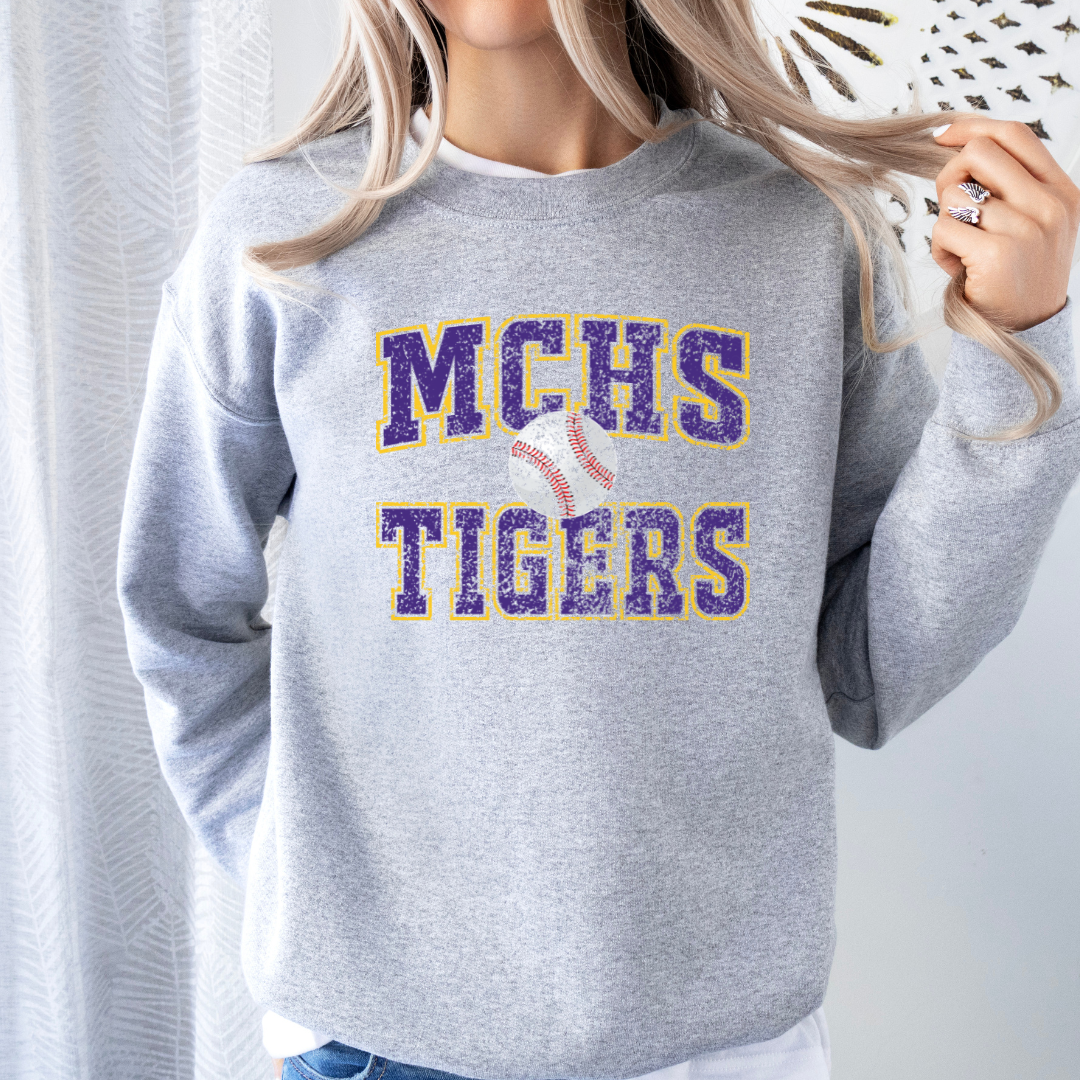 MCHS Tigers Baseball Old School (DTF - Direct to Film - Gildan Sweatshirt) (Copy)