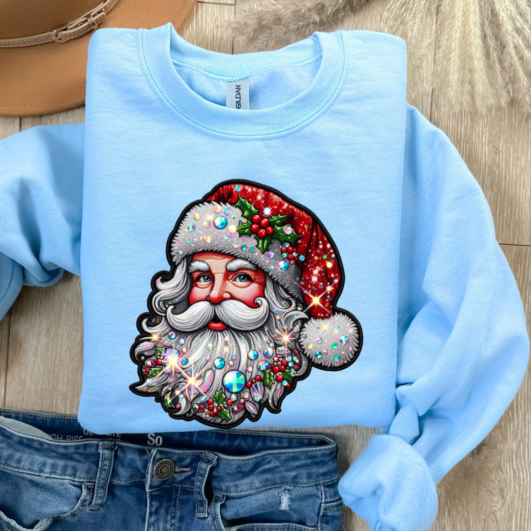 Santa Faux Rhinestones (Sweatshirt Gildan Brand - DTF - Direct to Film)