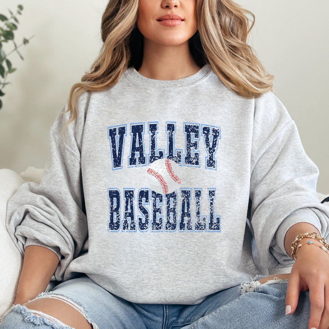 Valley Baseball Old School (DTF - Direct to Film - Gildan Sweatshirt or Bella Canvas Tee)