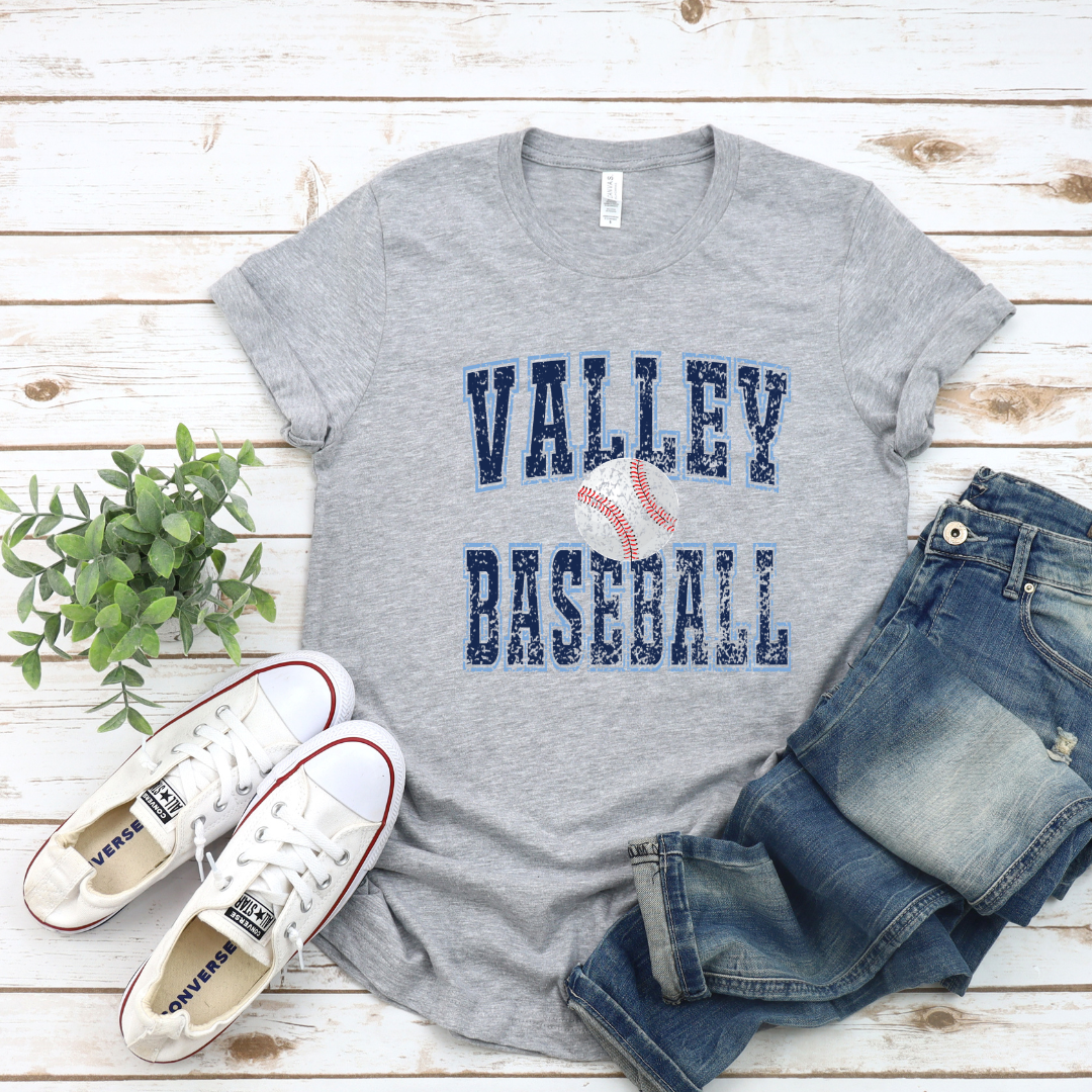 Valley Baseball Old School (DTF - Direct to Film - Gildan Sweatshirt or Bella Canvas Tee)