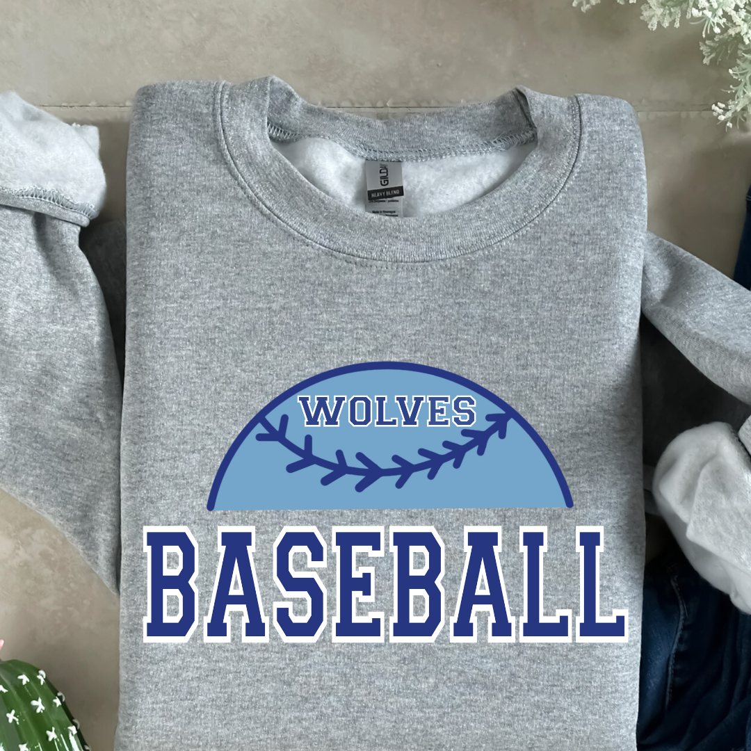 Team Spirit Wolves Baseball (DTF - Direct to Film on Gildan Sweatshirt)
