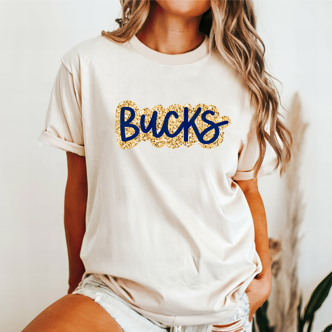BUCKS Faux Sequins Bubble Letters (DTF - Direct to Film Tshirt or Sweatshirt)