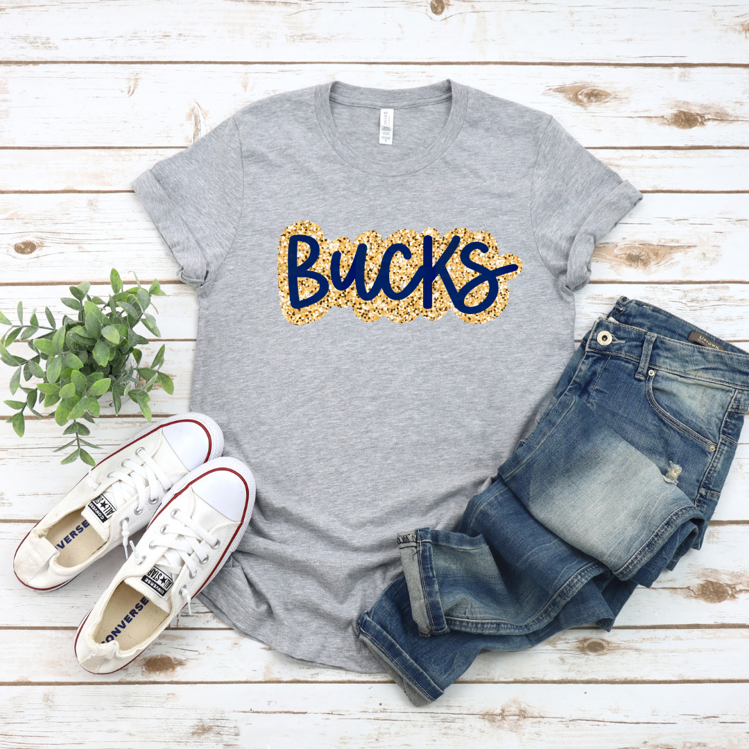 BUCKS Faux Sequins Bubble Letters (DTF - Direct to Film Tshirt or Sweatshirt)