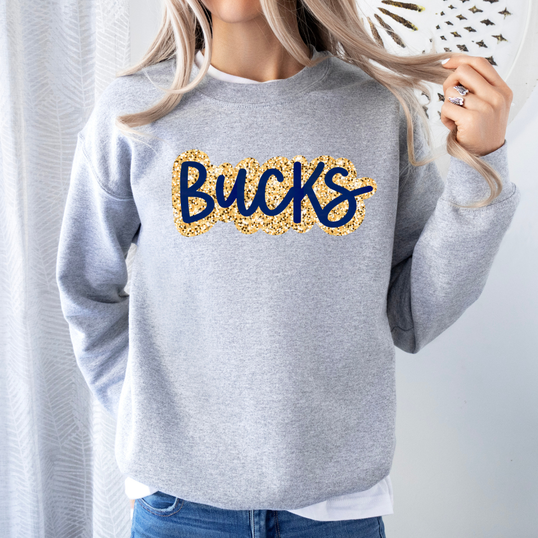 BUCKS Faux Sequins Bubble Letters (DTF - Direct to Film Tshirt or Sweatshirt)