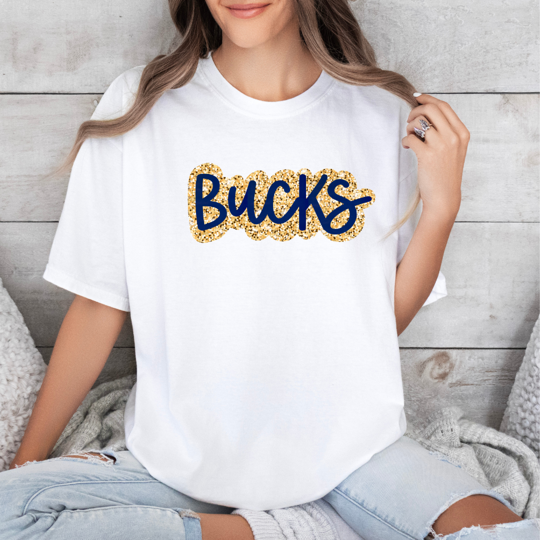 BUCKS Faux Sequins Bubble Letters (DTF - Direct to Film Tshirt or Sweatshirt)