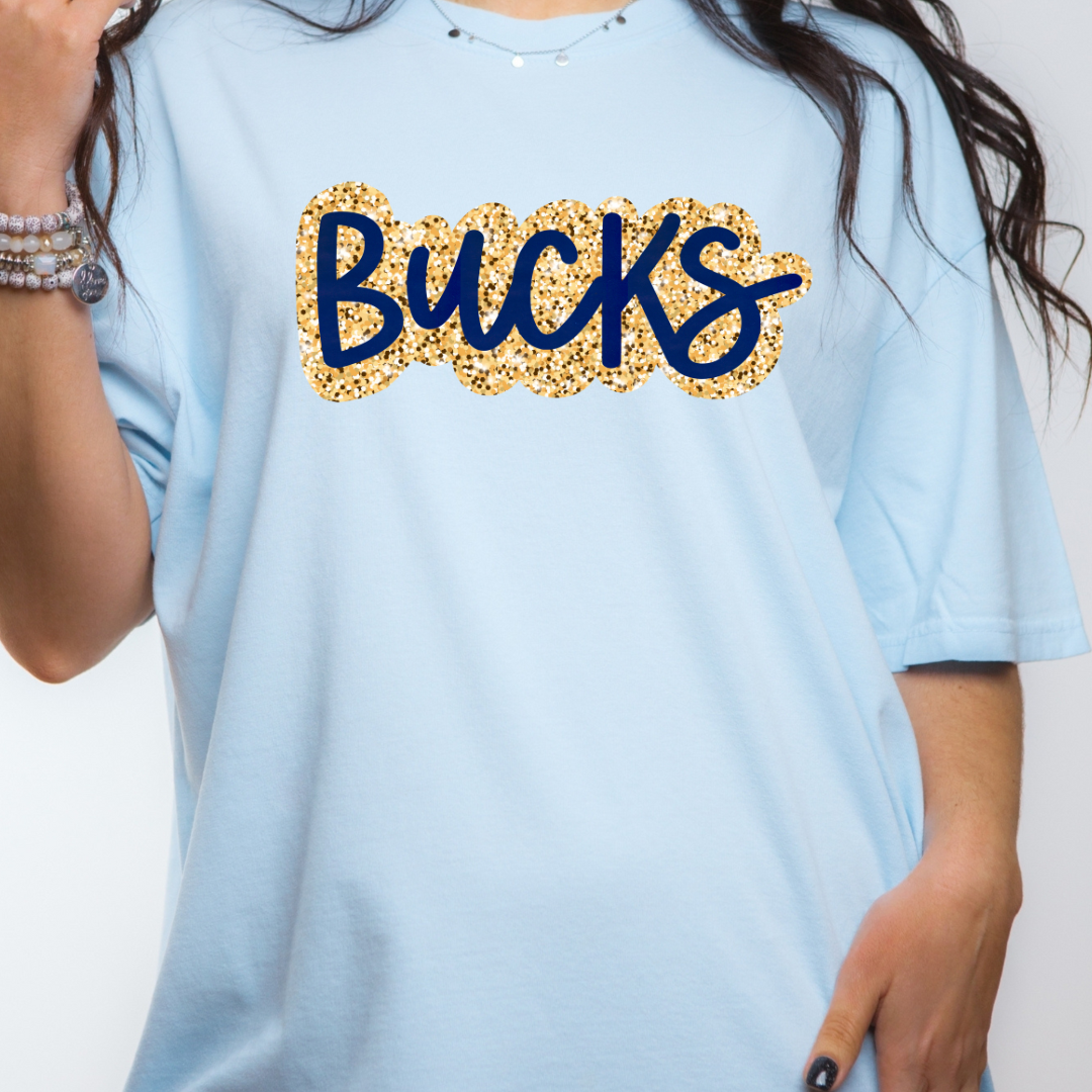 BUCKS Faux Sequins Bubble Letters (DTF - Direct to Film Tshirt or Sweatshirt)