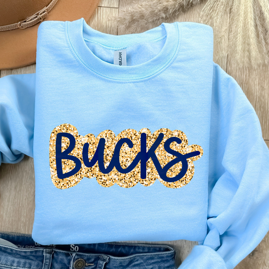 BUCKS Faux Sequins Bubble Letters (DTF - Direct to Film Tshirt or Sweatshirt)