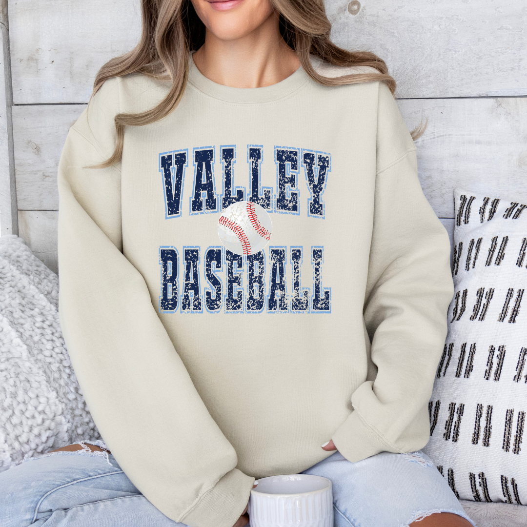 Valley Baseball Old School (DTF - Direct to Film - Gildan Sweatshirt or Bella Canvas Tee)