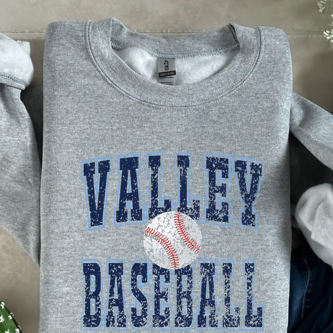 Valley Baseball Old School (DTF - Direct to Film - Gildan Sweatshirt or Bella Canvas Tee)